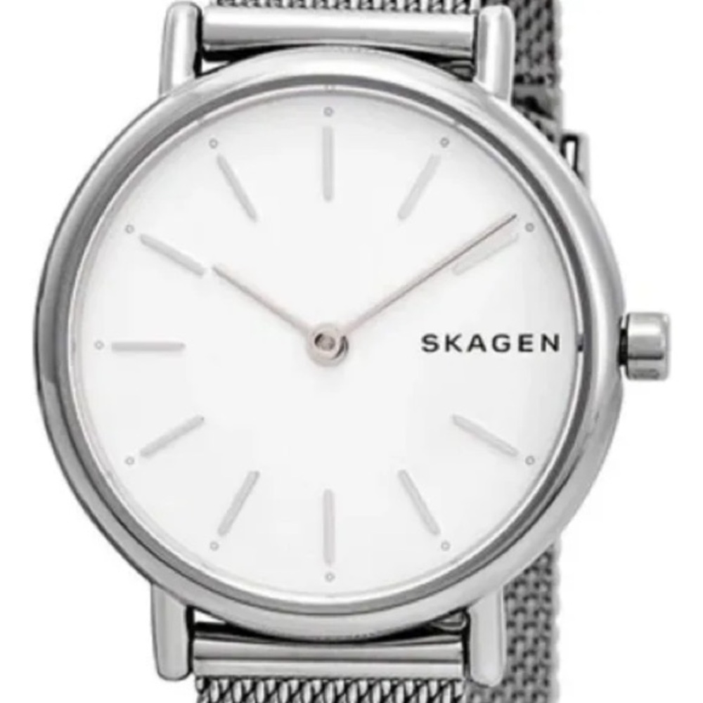 Skagen Women's Silver Mesh Watch with White Dial